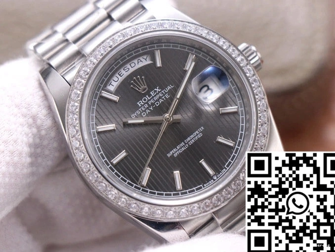EW M228349RBR-0008 Gold Factory Rolex White Dial Day-Date Grey 0513